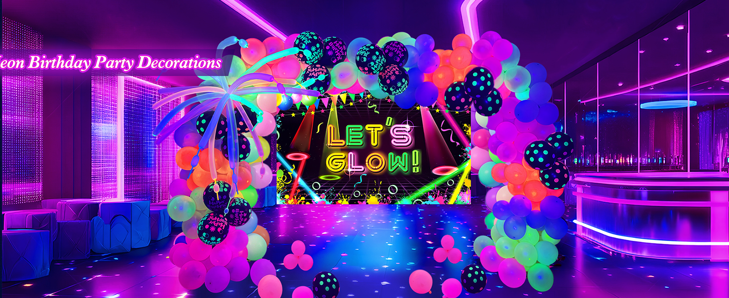 Amazon.com: GYIPFIPA 160 Pcs Neon Balloons Arch Garland Kit, Glow