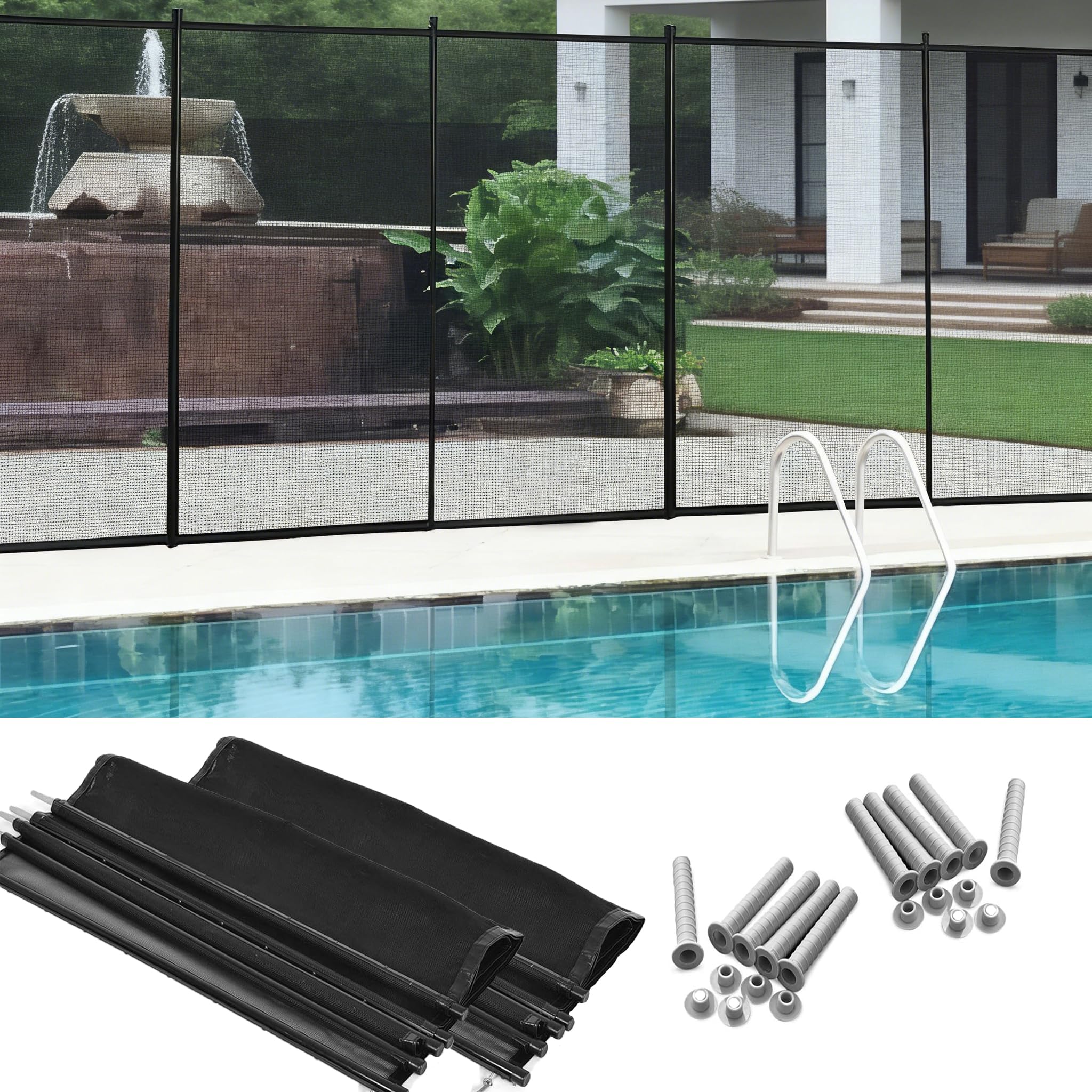 GIANTEX Recinzione di Protezione per Piscina, Barriera di Sicurezza Pieghevole in Alluminio e Acciaio Inox per Piscina Laghetto Giardino con Kit di Montaggio, 366 x 125cm