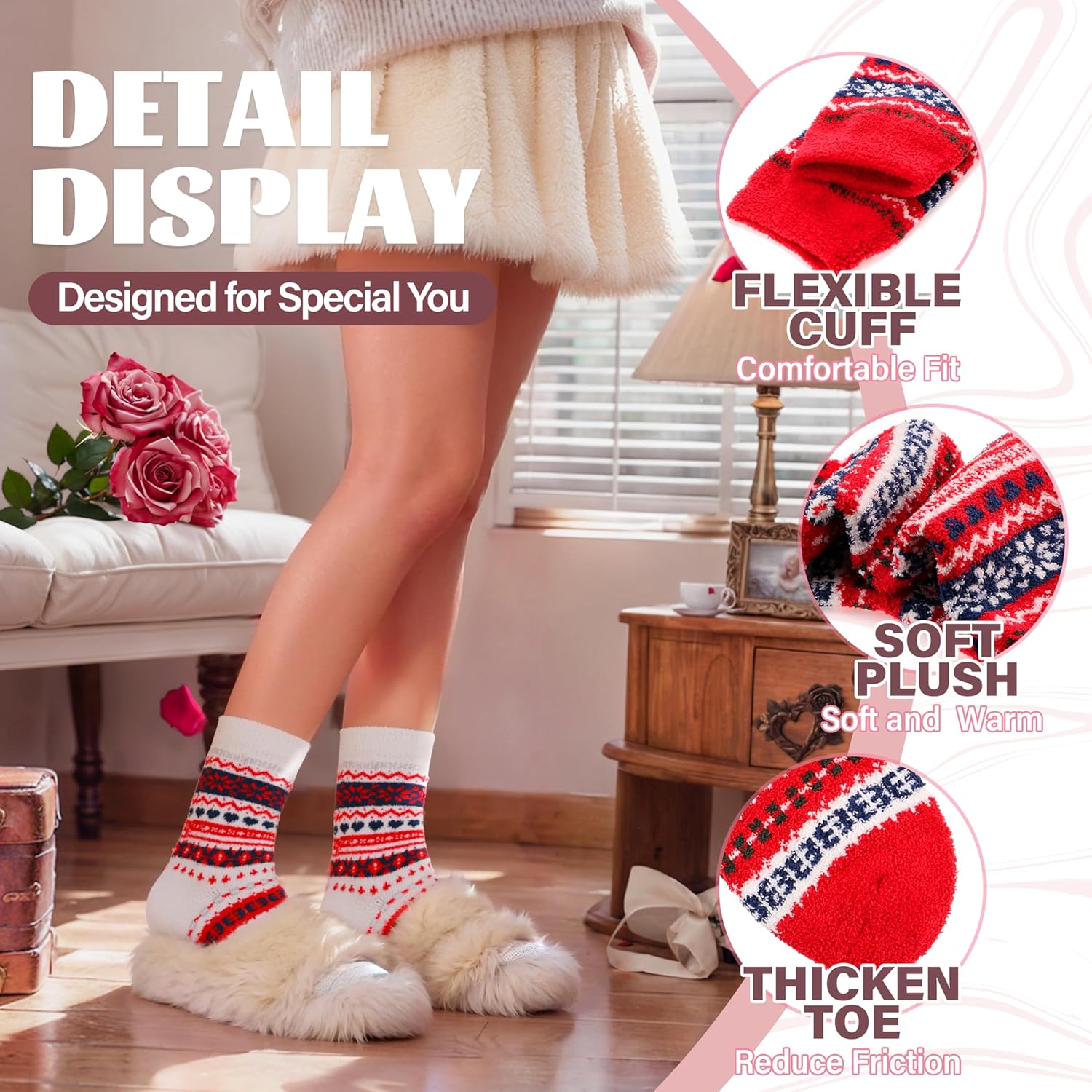 Anlisim Fuzzy Socks for Women, Soft Comfy Cozy Fluffy Thick Winter Warm Fleece Slipper Socks - Image 5