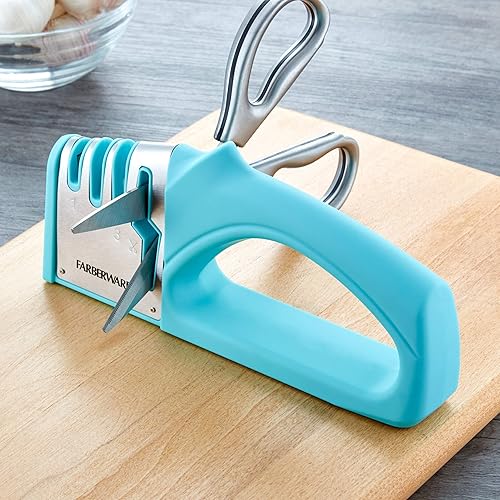 Vista 27 de Farberware Edgekeeper - Afilador de cuchillos de cocina de 3 etapas, 7.5 pulgadas, color negro Negro -,Agua