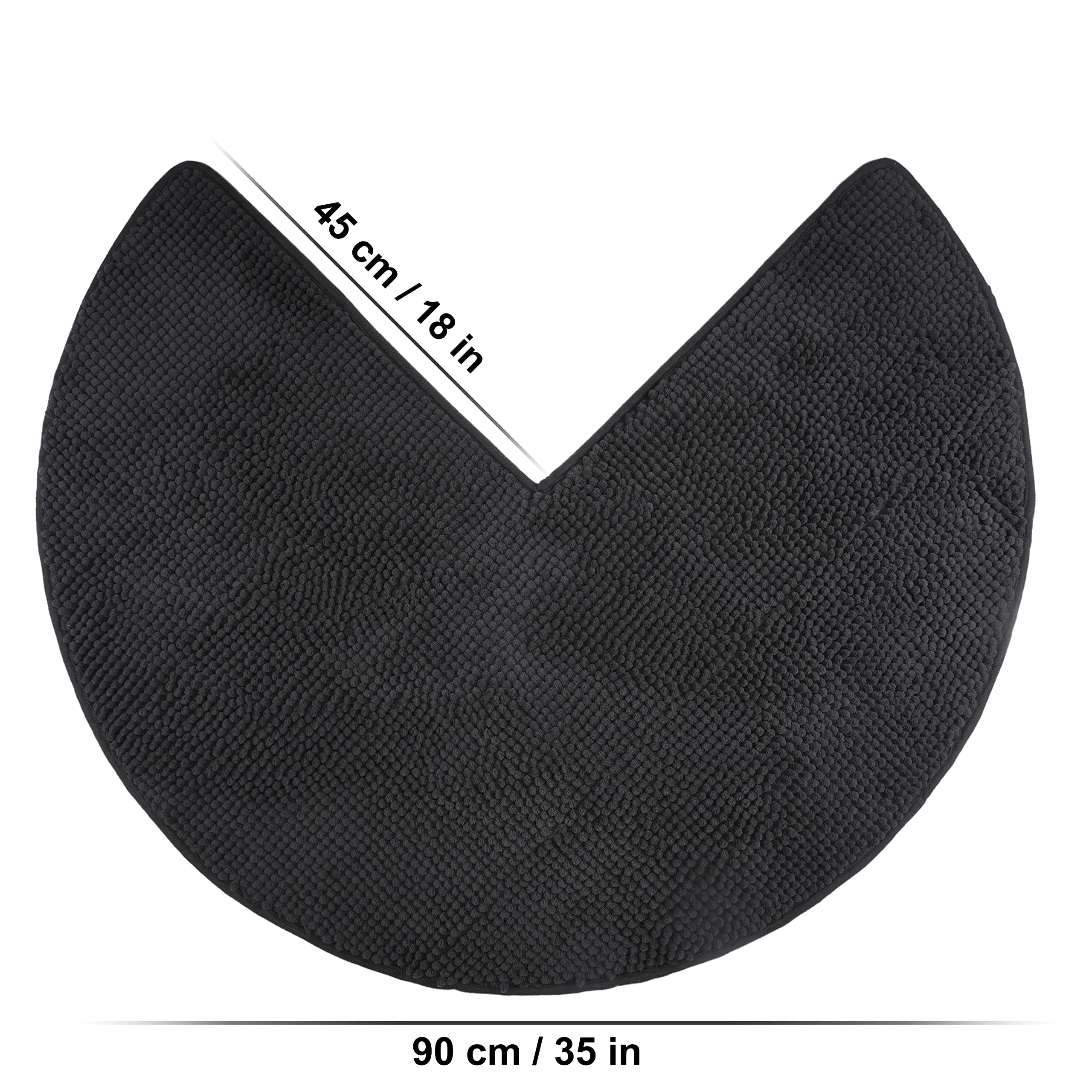 fluffy® Badteppich für Eckduschen aus Chenille mit Rutschfester Unterseite (Rund | Innenmaße 45 x 45 cm, Anthrazit)