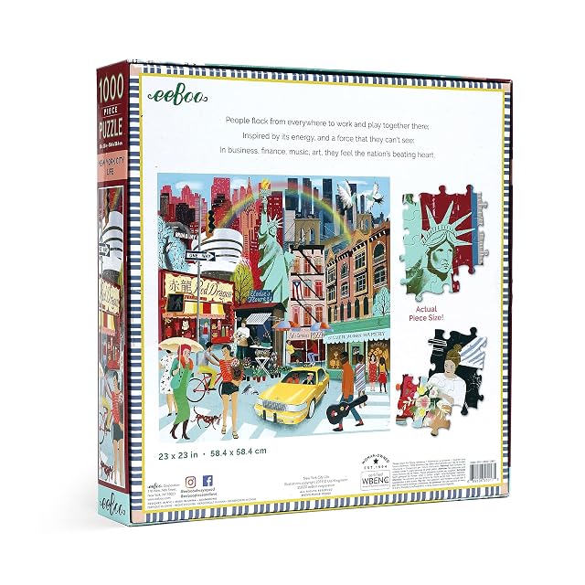 Foto 3 de 6 de eeBoo 1000 Piezas New York City Life - Puzzle de cartón Reciclado para Adultos, tamaño 58,5 x 58,5 cm, PZTNYL