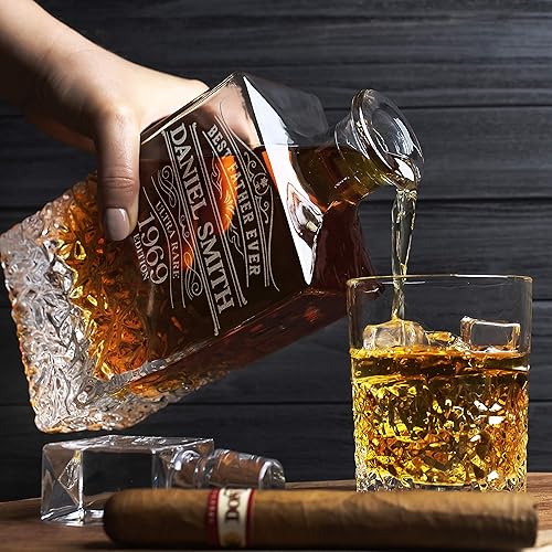 Miniatura 10 de Juego de decantadores de whisky personalizados de 5 piezas, decantador de licor personalizado de edición limitada, 25 onzas, 25.4 fl oz con 4 piezas
