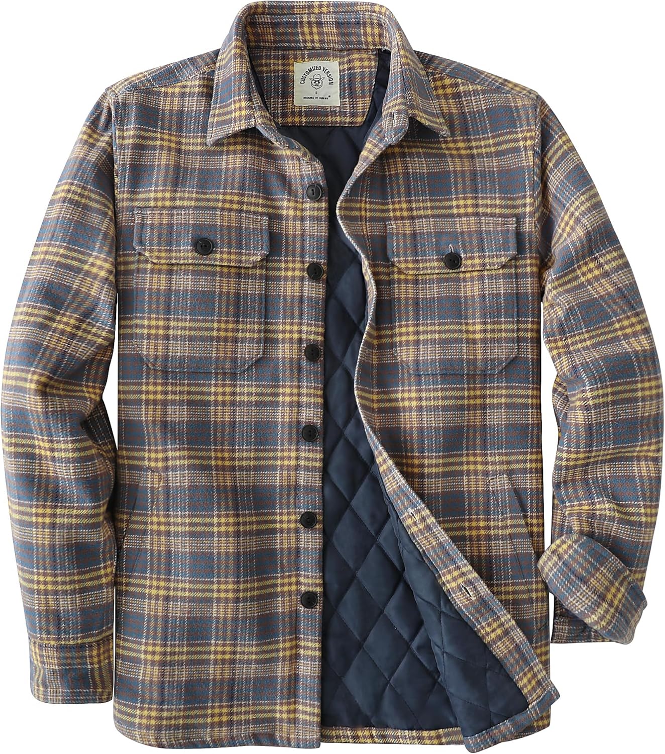 Dubinik Mens Shacket Flannel Shirt For Men Lightweight Jacket Overshirt Warm Lined Coats Casual Plaid Long Sleeve Button