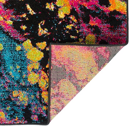 Miniatura 6 de Soleil - Alfombra multicolor de 5 x 7 pies, alfombra de área para sala de estar y dormitorio, alfombra abstracta moderna de entrada, alfombras para