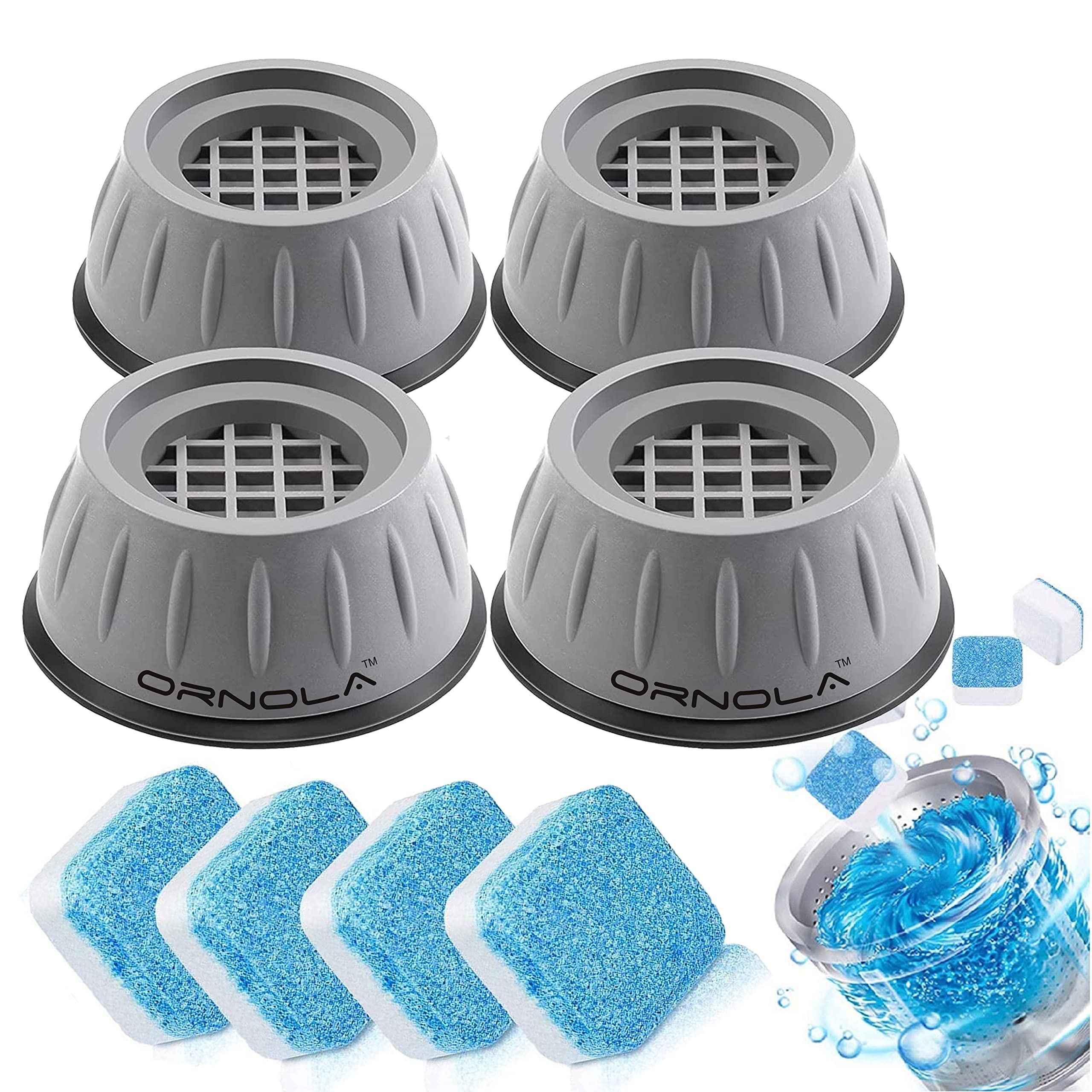 ORNOLA Washer Dryer Anti Vibration Pads with Suction Cup Feet,Fridge Washing Machine Leveling Feet Anti Walk Pads Shock Absorber Furniture Lifting Base with Washing Machine Cleaning Tablets,Plastic (B09Q259TMG) Amazon Price History, Amazon Price Tracker