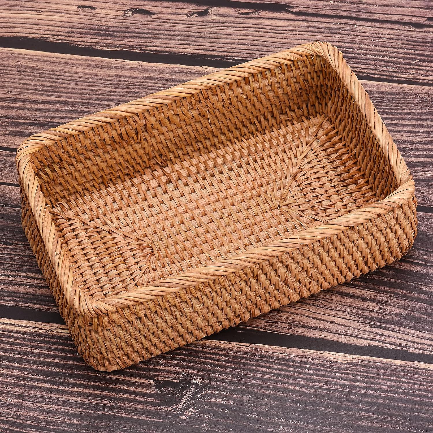 Rattan-Box Mit Deckel, Handgeflochten – 30,5 X 20,3 X 12,7 Cm, Natürliches Boho-Deko