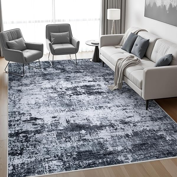 Sleek Black Modern Abstract Rug