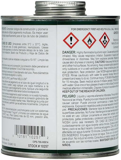 Weld-On 10257 790 Cemento Solvente Multiuso 1 Cuarto (32 fl oz) miniatura 4
