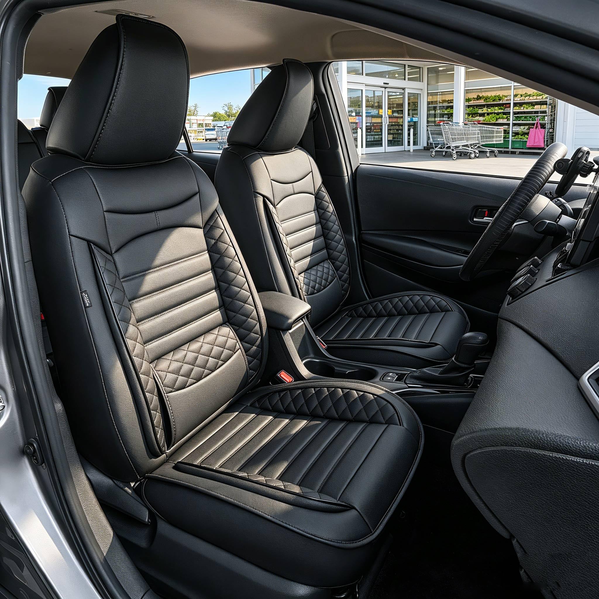 for Toyota Corolla Seat Covers 2014 2015 2016 2017 2018 2019 Corolla LE/L/S Plus/S/LE Plus/XSE/SE Premium Leather Car Seat Covers Full Set for SUV-Car Seat Protector (Black, 5 Seats)