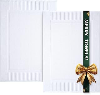 White Classic Luxury Bath Mat Floor Towel Set - Absorbent Cotton Hotel S...