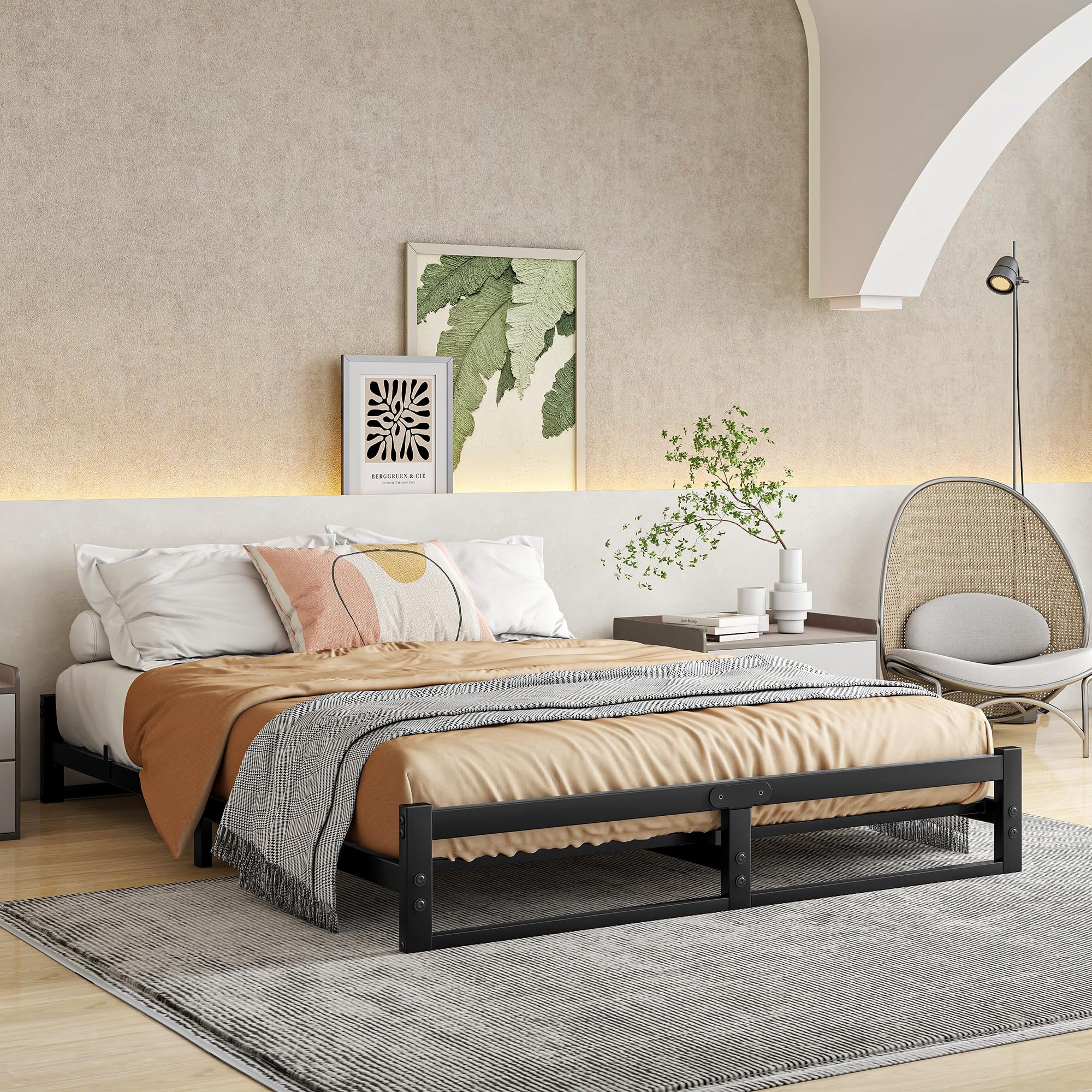 ZGEHCO Queen Bed Frame No Box Spring Need, 6 Inch Low Profile Bed