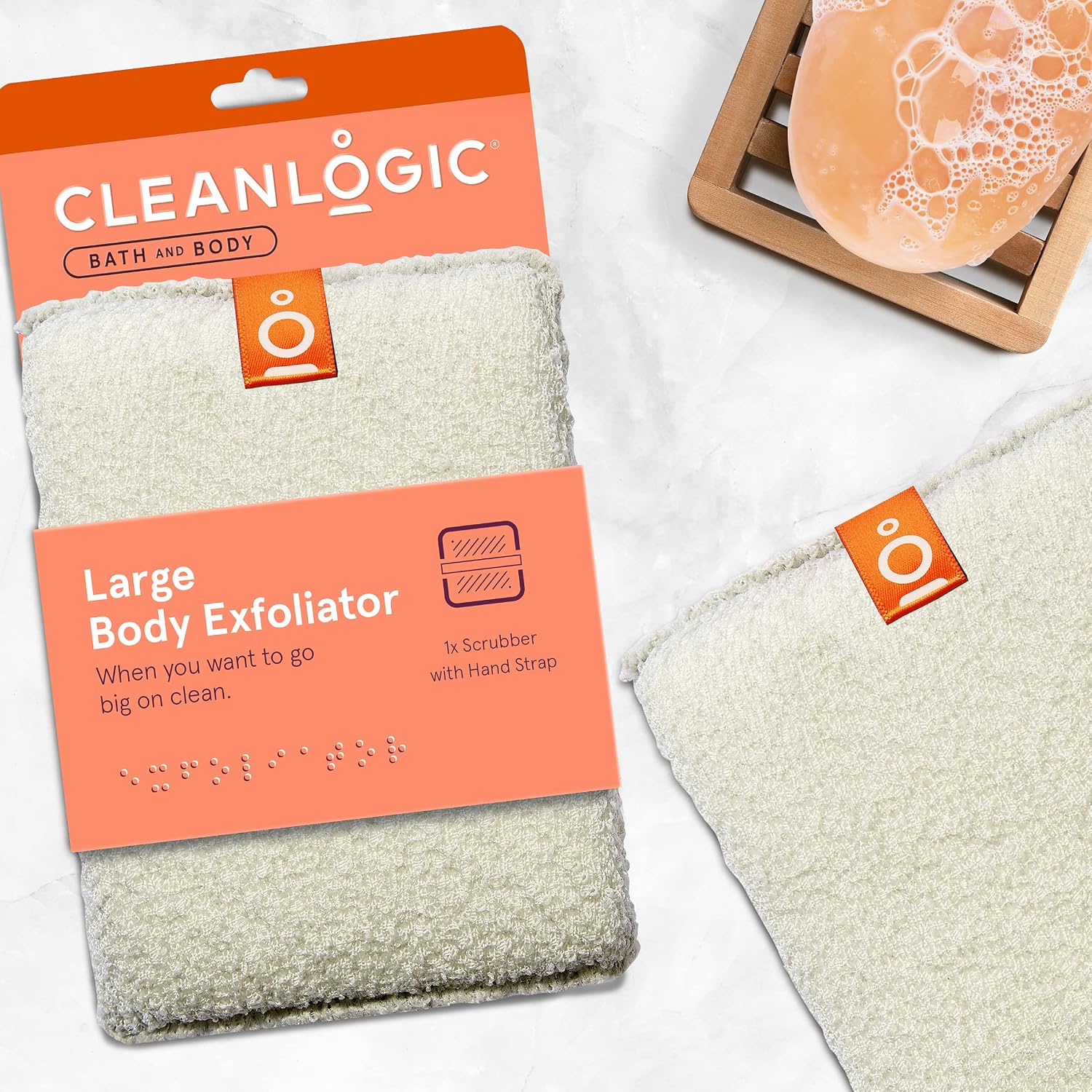 Cleanlogic Bath and Body Large Exfoliating Body Scrubber, Assorted Colors (Pack of 6)
