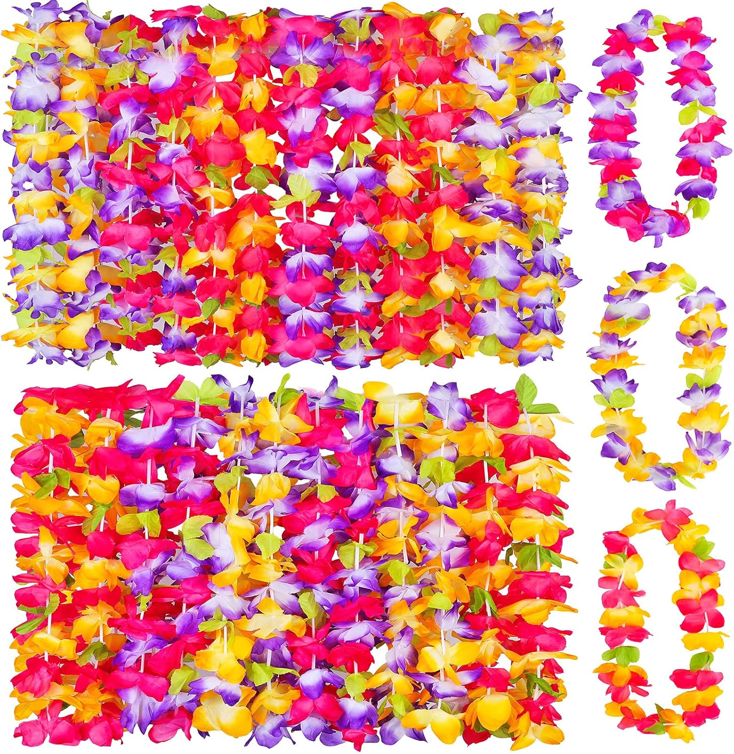 Ruisita 24 Pieces Hawaiian Leis Necklaces Bulk Hawaiian Leis Luau