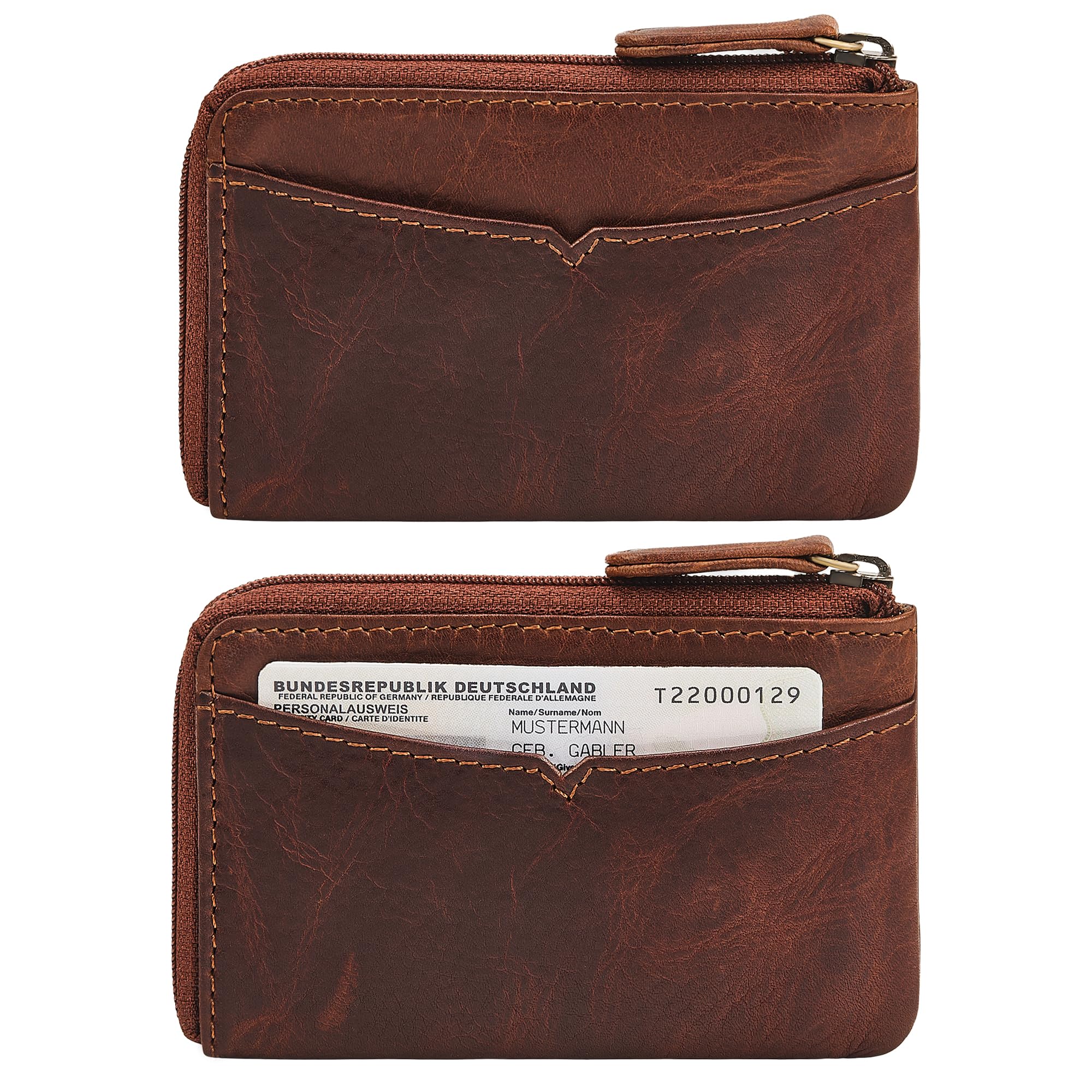 STILORD Keyon Elegante Bolso de Cuero para Llaves - Mini Bolsillo para Monedas para Mujer y Hombre Porta Llaves de Bolsillo - Billetera pequeña para Dinero en Llaves Color:Kara - Cognac