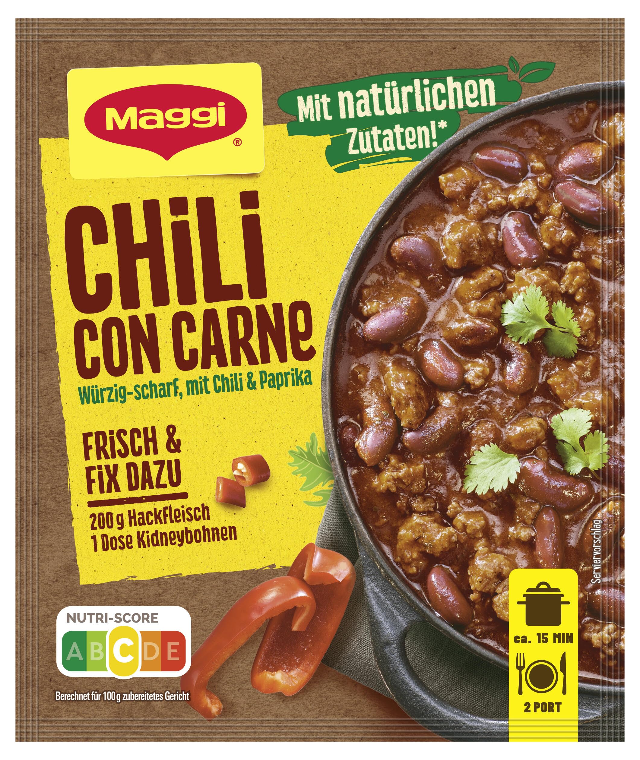 MAGGI Fix für Chili con Carne, Würzmischung, mit natürlichen Zutaten* , für 2 Portionen, 1er Pack (1 x 33g Packung)