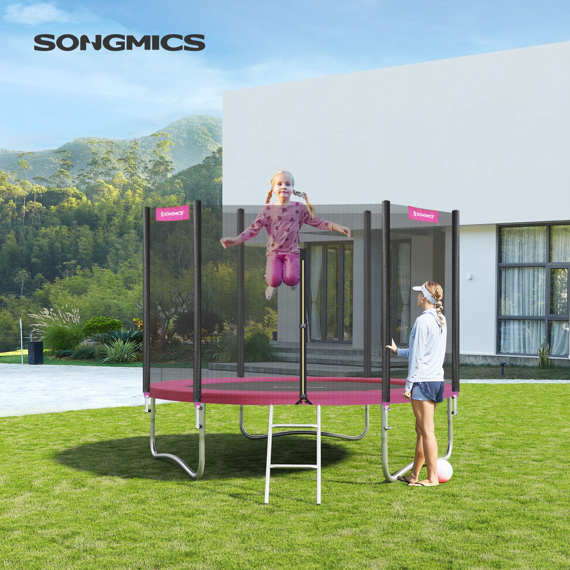 SONGMICS Cojín de protección de trampolín, Ø 183 244 305 366 427 cm, cojín de Seguridad de Repuesto, Resistente a los Rayos UV, antidesgarro, protección Borde