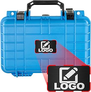 Eylar Protective Gear and Camera Hard Case with Custom Logo Plate Waterproof Dry Box with Foam 11.6 Inch 8.3 Inch 3.8 Inch (Neon Blue)