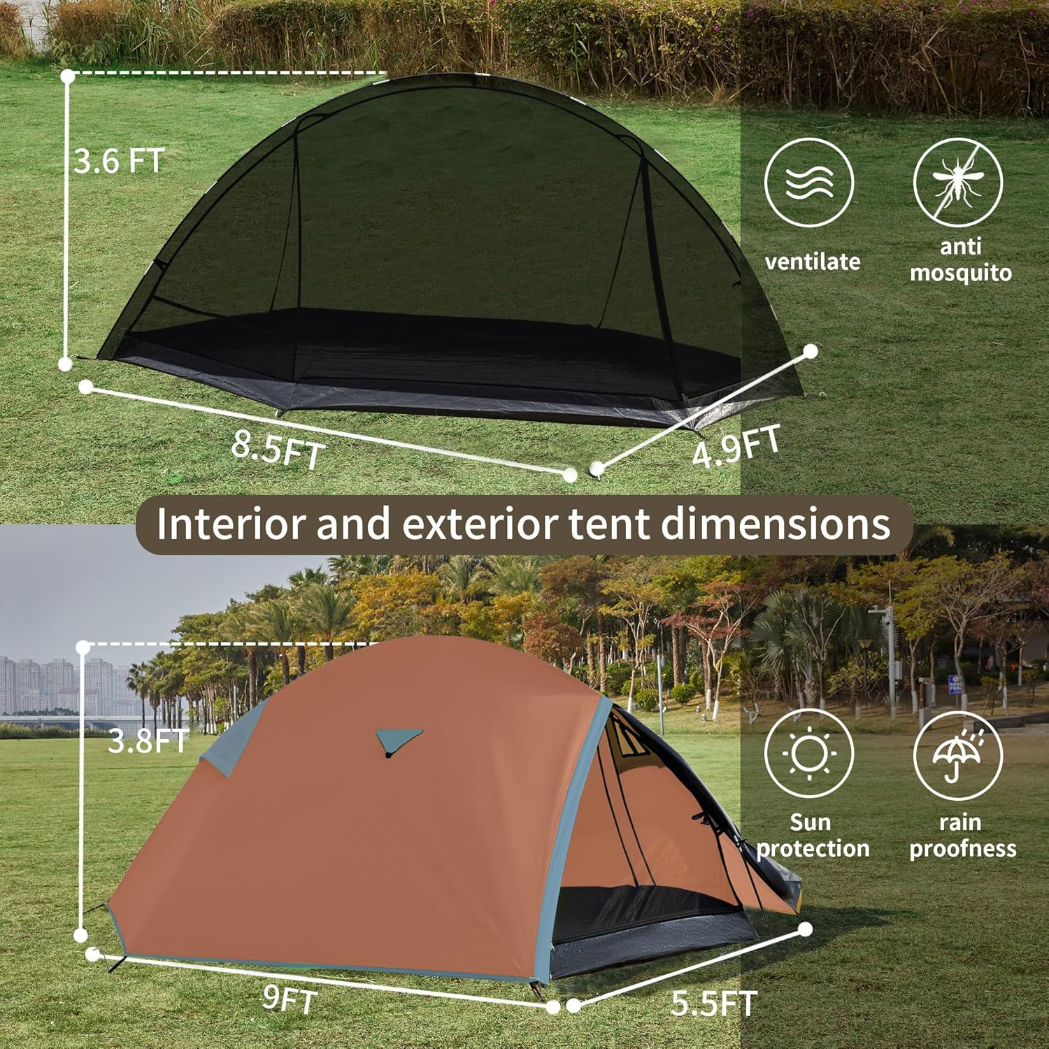 Backpacking Tents for Camping - Easy Set Up Tent, Waterproof, Light Weight Tent for One or Two Person Hiking Travling