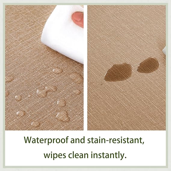 Rectangle Tablecloth 95 x 190 cm Wipe Clean Machine Washable Table Cloth Easy Clean up for Parties, Weddings and Festivals, Camel