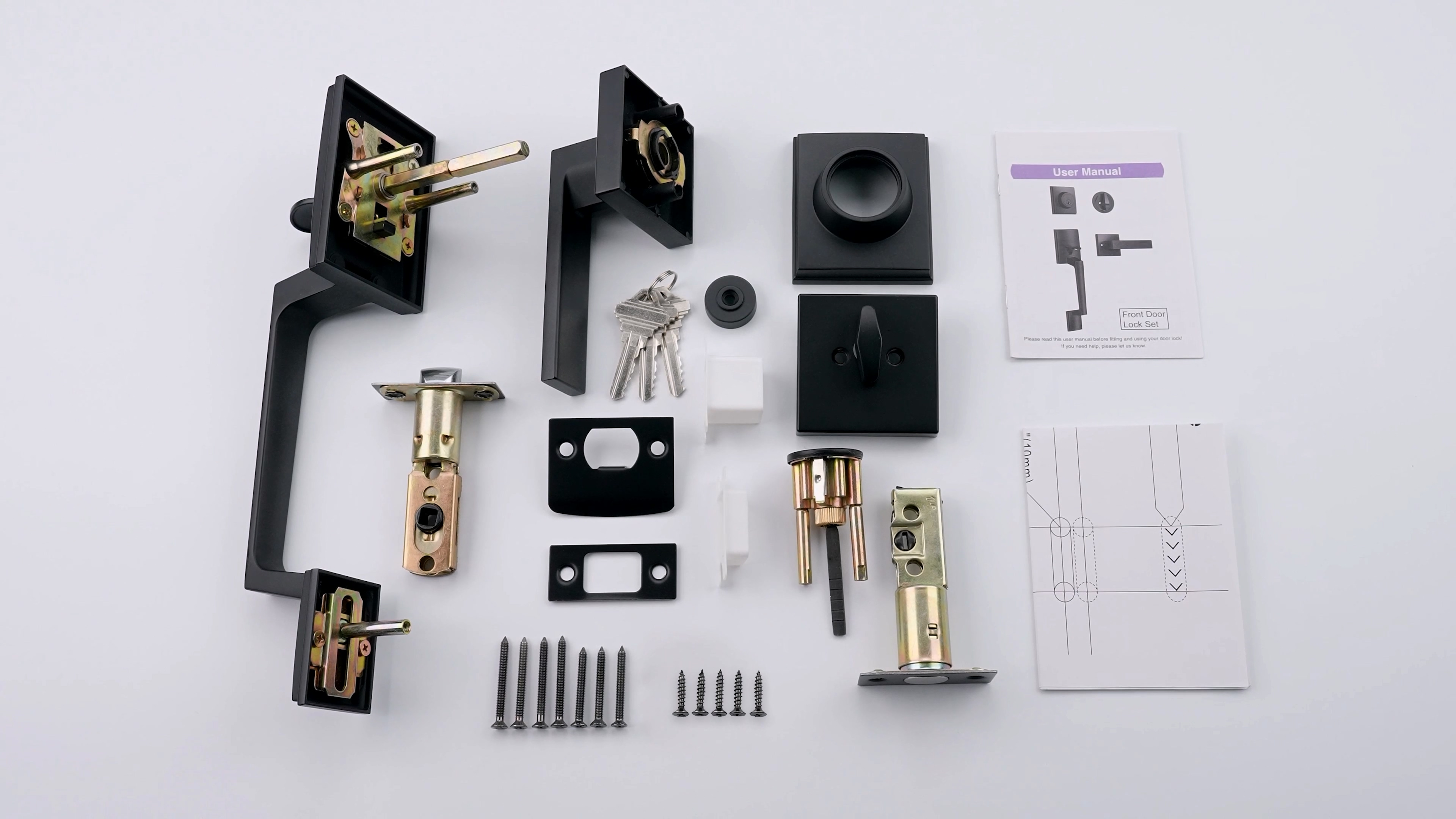 Haidms Black Front Door Handle and Deadbolt Set, Entry Door Handle