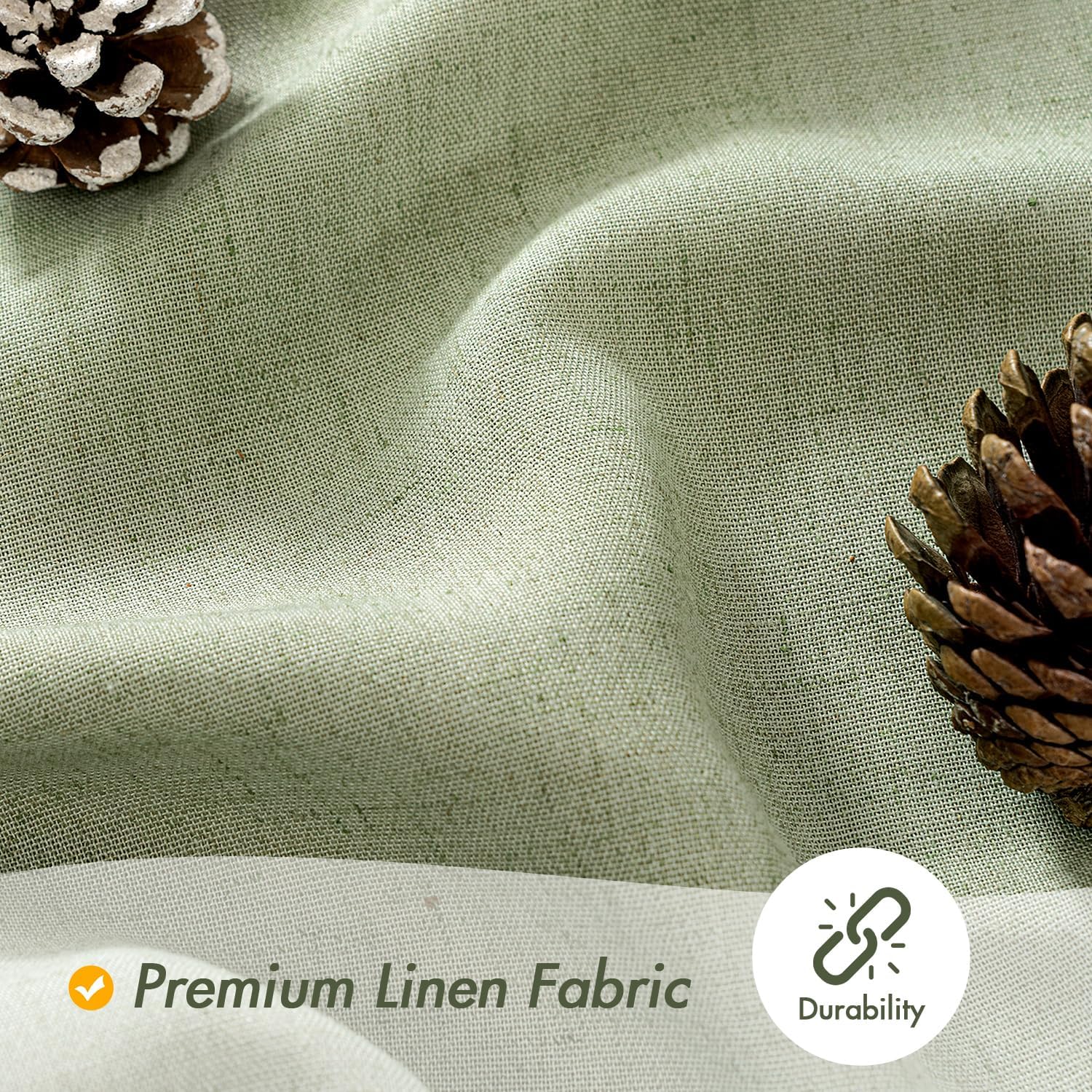 MIULEE Linen Shower Curtain with 12 Metal Hooks Washable Country Boho Farmhouse Heavy Buttonhole Fabric Shower Curtain Set Thick Cloth Neutral Waterproof Curtains for Bathroom W72*L80, Sage Green