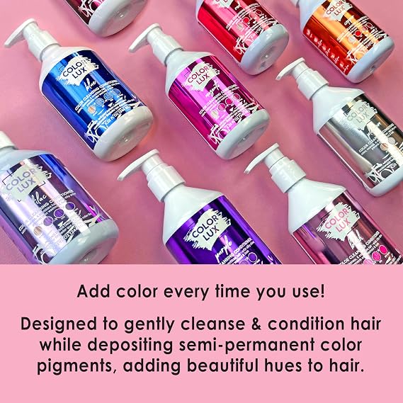 Color Lux Direct Vibes Semi-Permanent Hair Color & Color Cleansing Conditioner Bundle, Red, with Bond Builder Complex, Sulfate-Free, Paraben-Free, fl 8 oz + 8.25 fl oz