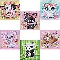 NANZHOO 6 Pack Diamond Art Kits for Kids - 5D Cartoon Diamond Painting Crafts, Cute Animals DIY Mosaic Kits 6x6 Inch for Beginners & Gifts