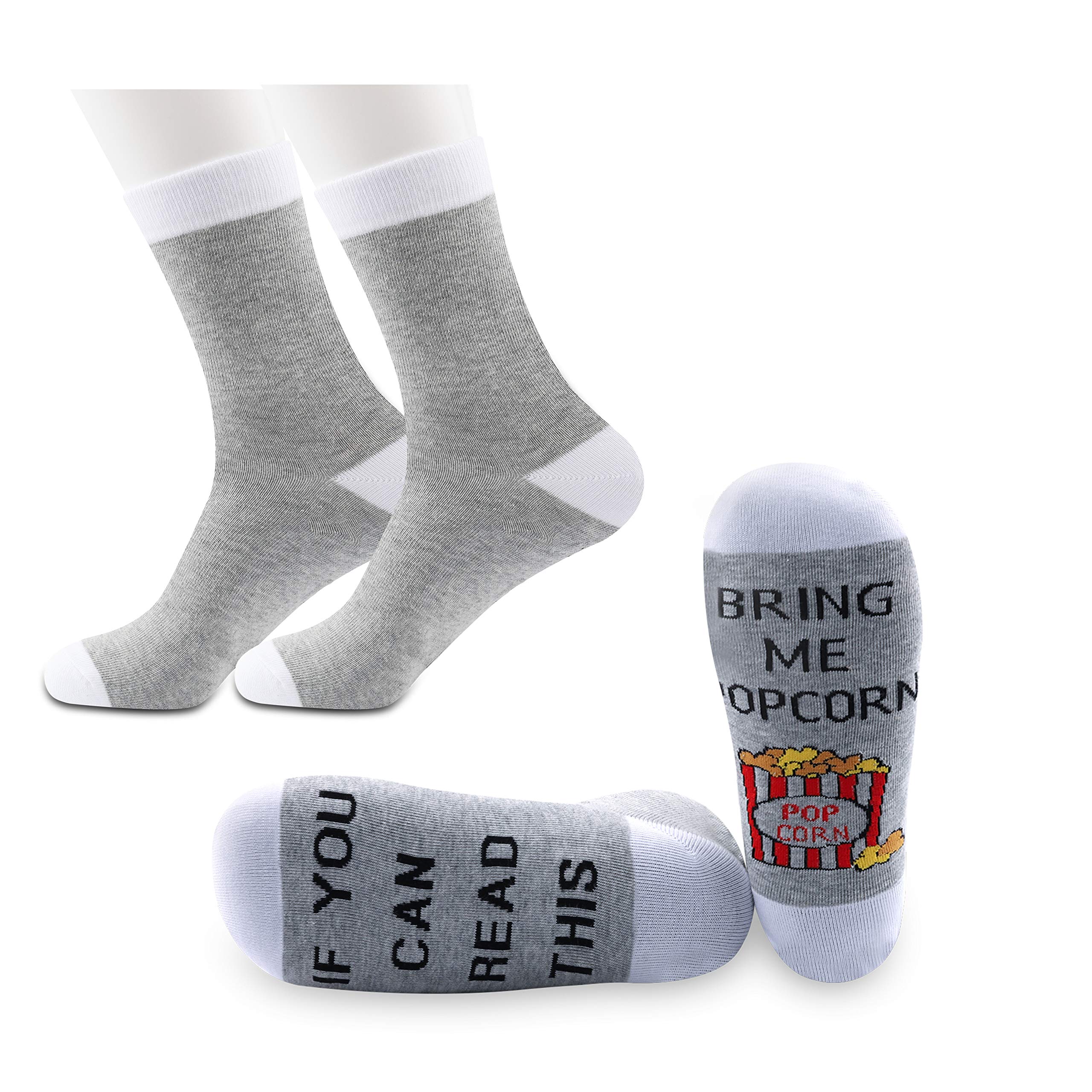Generic Brands Women's Popcorn Pyoul 2 Pairs Socks Snack Gifts You Can Read This Bring Me Socks Unisex Novelty Funny Socks (Popcorn)