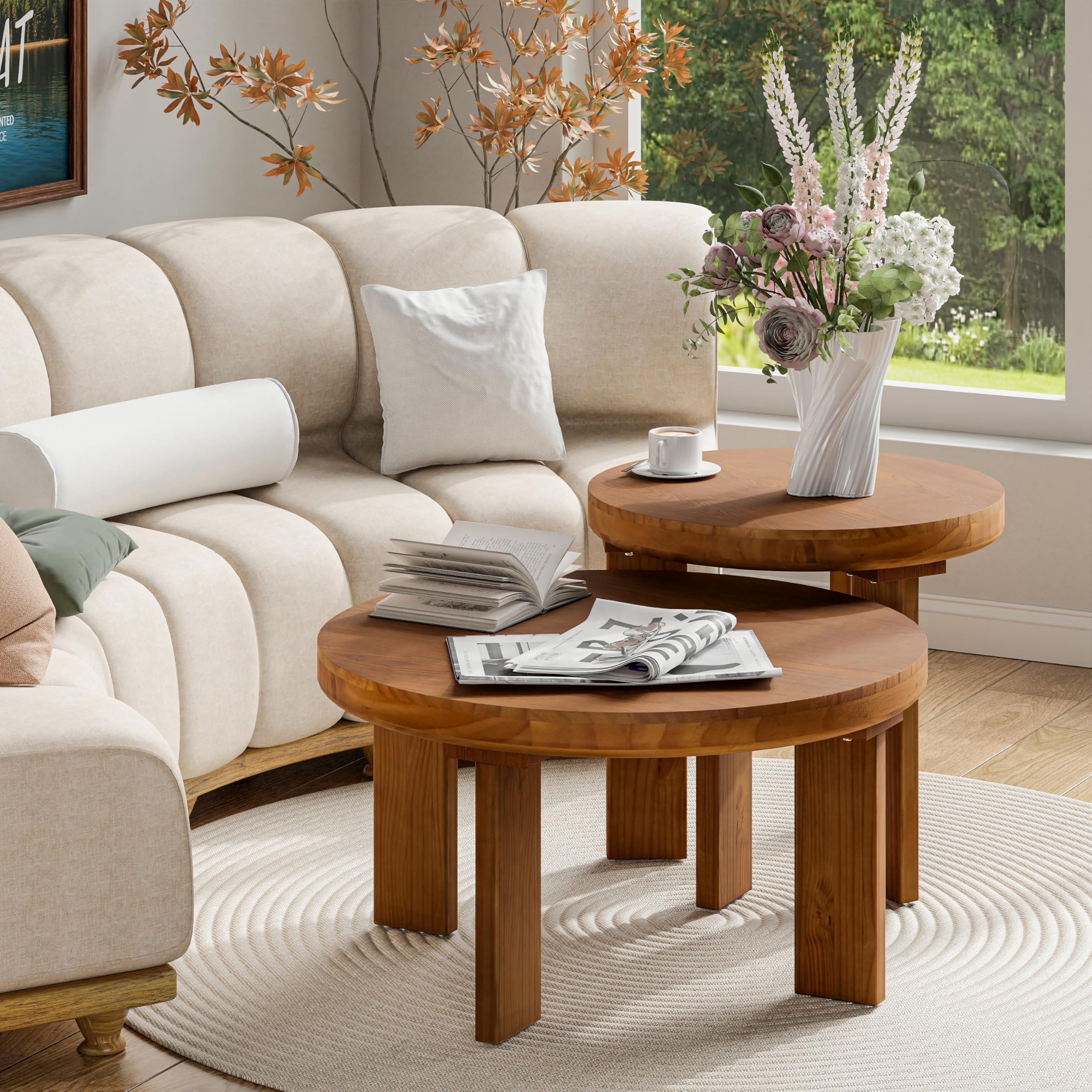 Snapklik.com : COZAYH 2-Piece Farmhouse Living Room Table Sets
