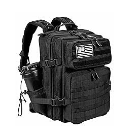 LHI Tactical Military Backpack for Men and Women 25L Army Assault Pack Bag Large Rucksack with Molle System - Black