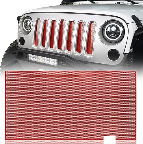 Wrangler - Deflector de malla para rejilla frontal color rojo compatible con Jeep JK Wrangler 2007-2018 disponible en Yaxa Peru