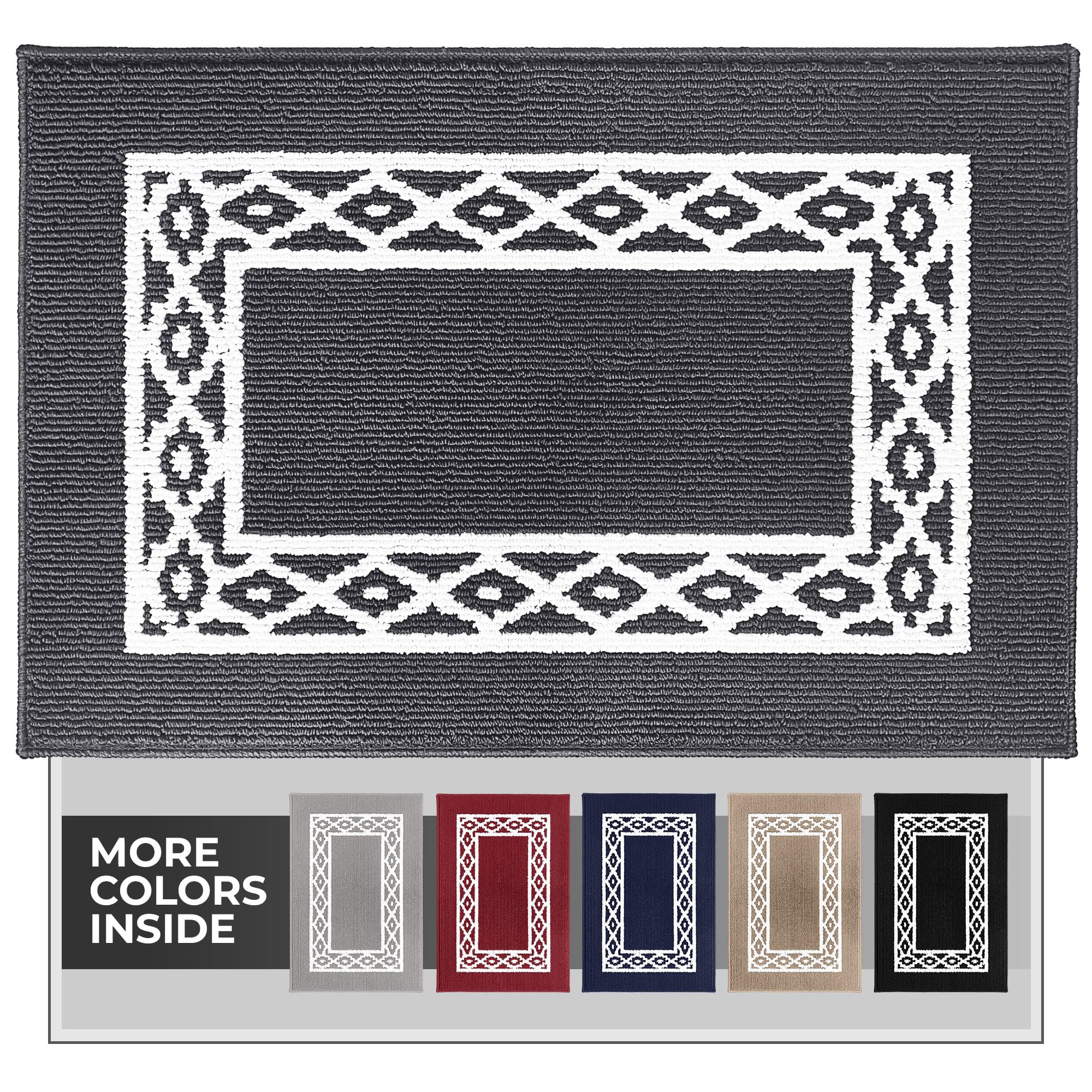 RugMast Premium Quality Polypropylene Indoor Door Mat - Beautiful Design with Non-Slip Backing, Washable & Low Profile Doormat - Ideal for Entryway