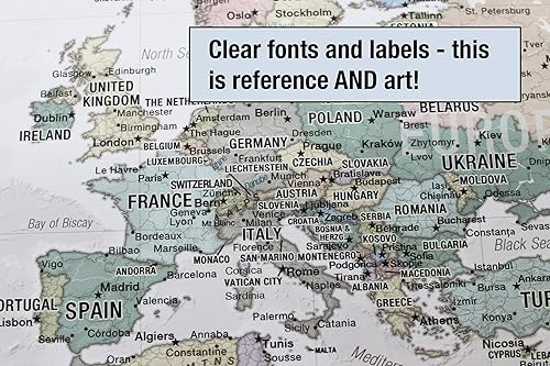 Miniatura 4 de Póster laminado de mapa de odisea del mundo | Mapa de estilo ejecutivo | Incluye las etiquetas de ubicación más legibles | 36 x 24 pulgadas | Se