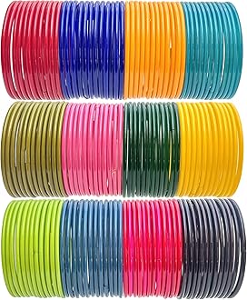 Hand Kkrafts Multicolor glossy finish glass bangle/chudi set of 144 in 12 unique color for women and girls