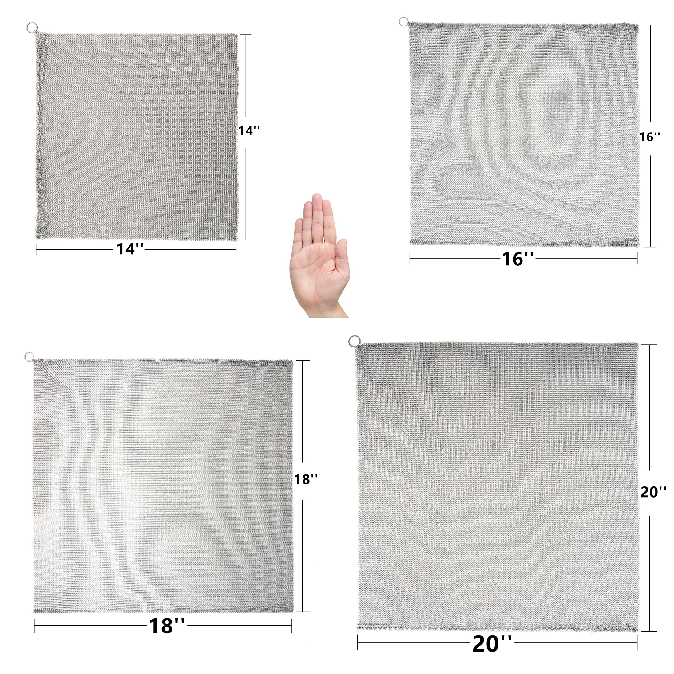Żeliwna szczotka do czyszczenia kolczug, ulepszony pierścień 3,8 mm, stal nierdzewna premium 316L, trwała myjka do patelni, woków, garnków, patelni, patelni, piekarników holenderskich