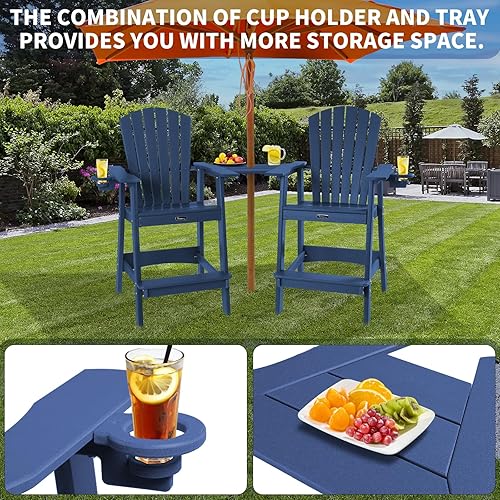 Miniatura 6 de FUNBERRY Silla alta Adirondack, sillas altas para balcón para todo tipo de clima, con soporte para tazas