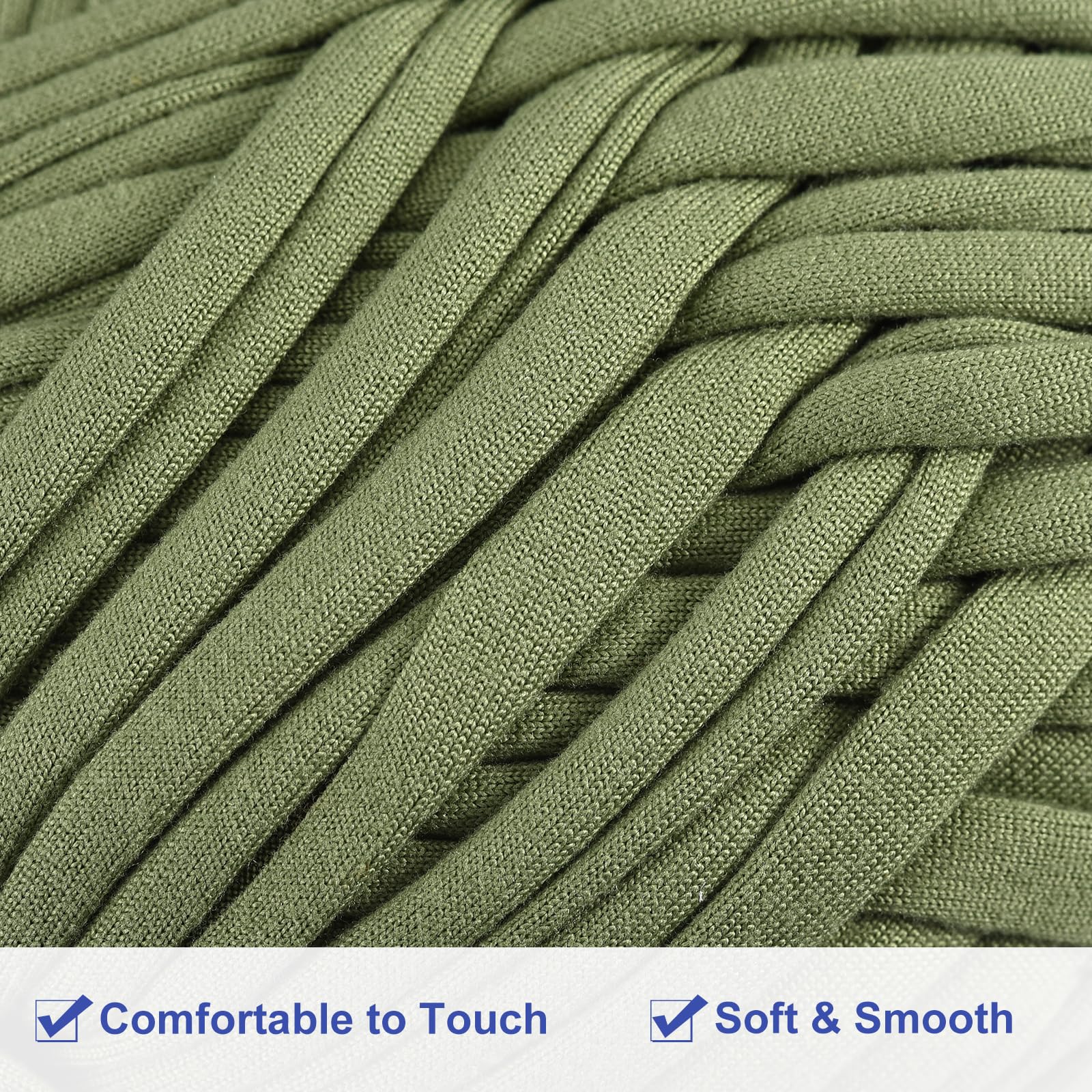 uxcell Elastic Fabric Cloth Yarn, 14.11oz/ 400g T Shirt Crochet Yarns for DIY Bag Carpet Cushion 4 Rolls, Moss Green - Image 3