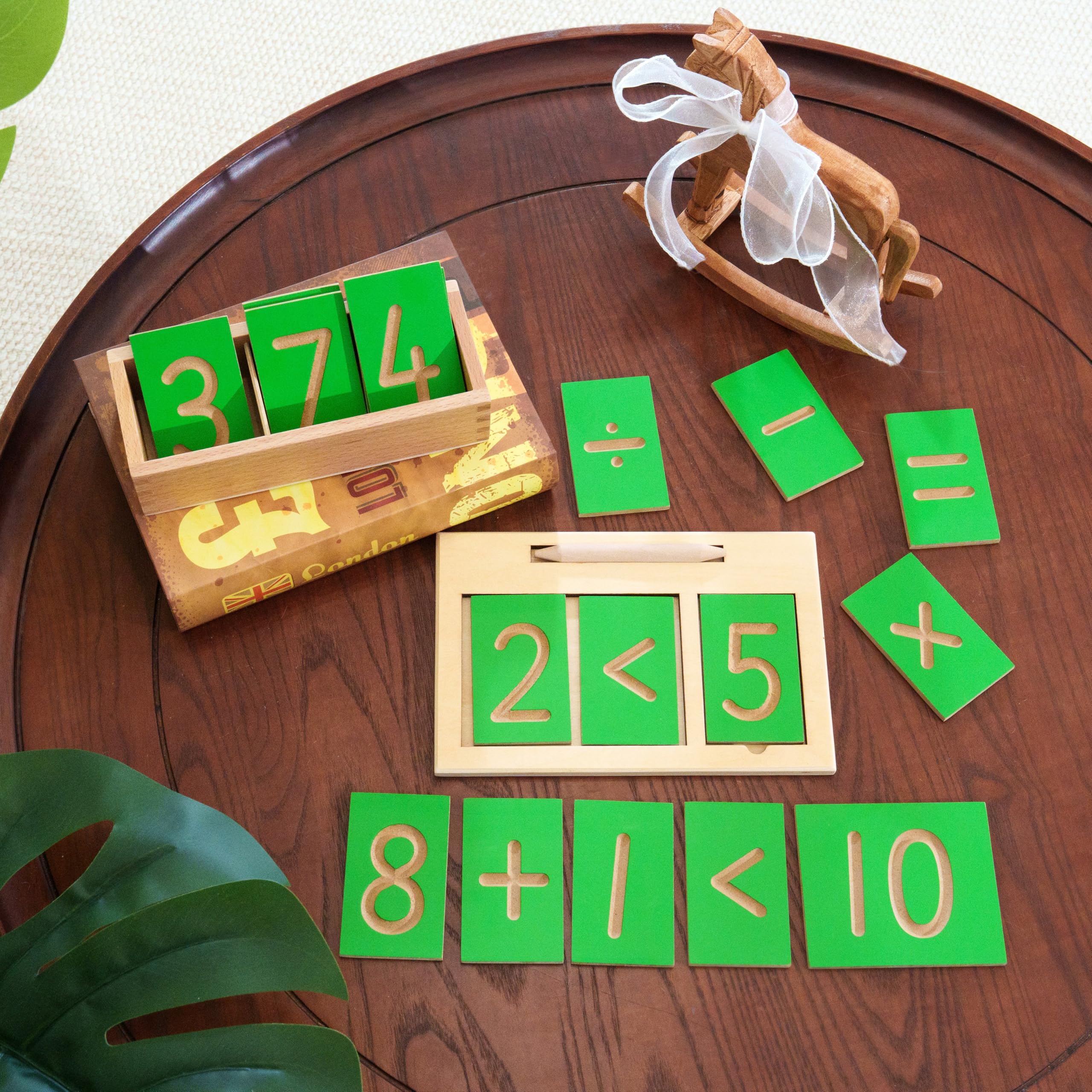 Montessori - Letras, gramática y lectura, juegos educativos de madera para preescolar y primaria, educación en el hogar y aula (tablero Montessori dígitos)