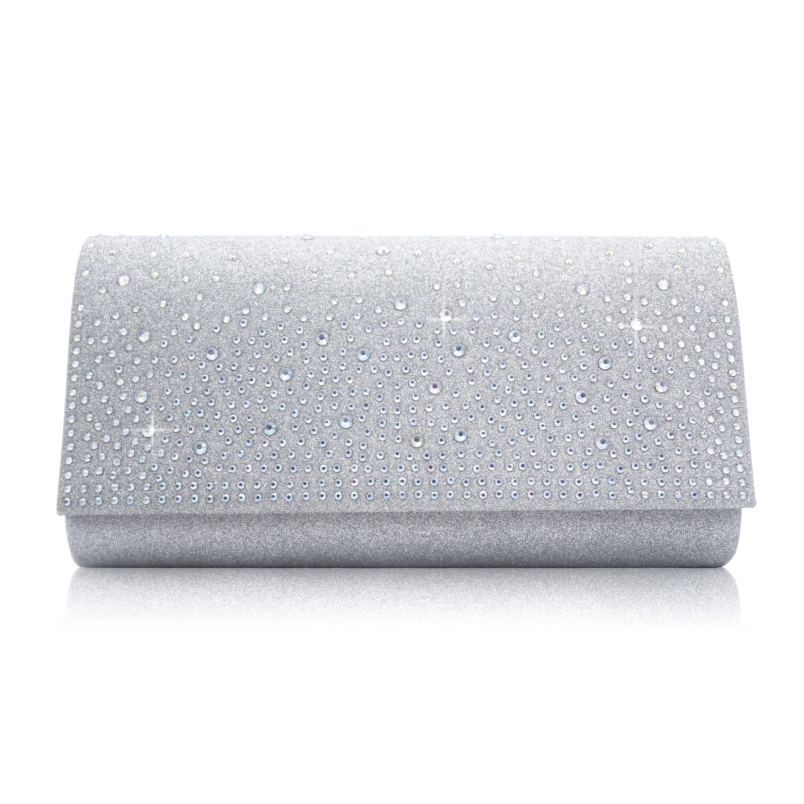 OOTD LAND Womens Evening Bag Glitter Clutch Purse for Wedding Party with Rhinestone