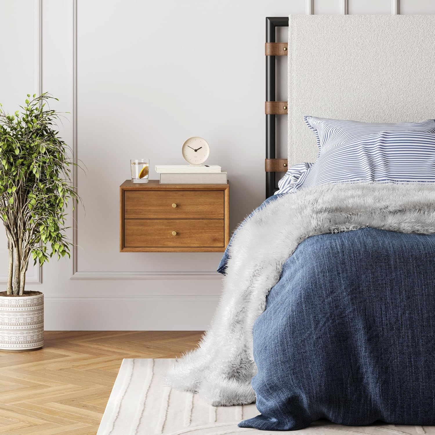 Nathan James Harper Modern Nightstand Side Accent or End Table with Storage Drawer, 1, Oak Brown - Floating Oak Brown - Floating 1 Side Table