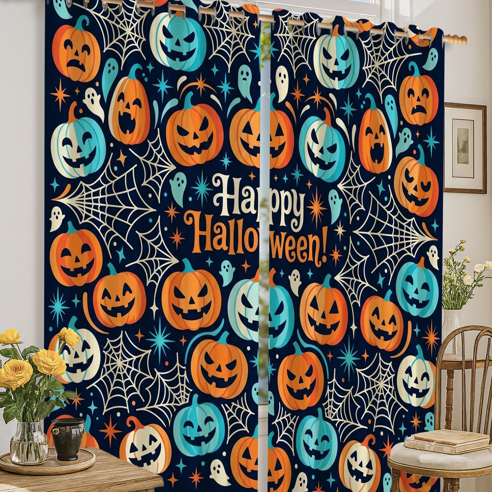 Rideaux occultants lavables en machine pour créer un cocon d'Halloween dans la chambre