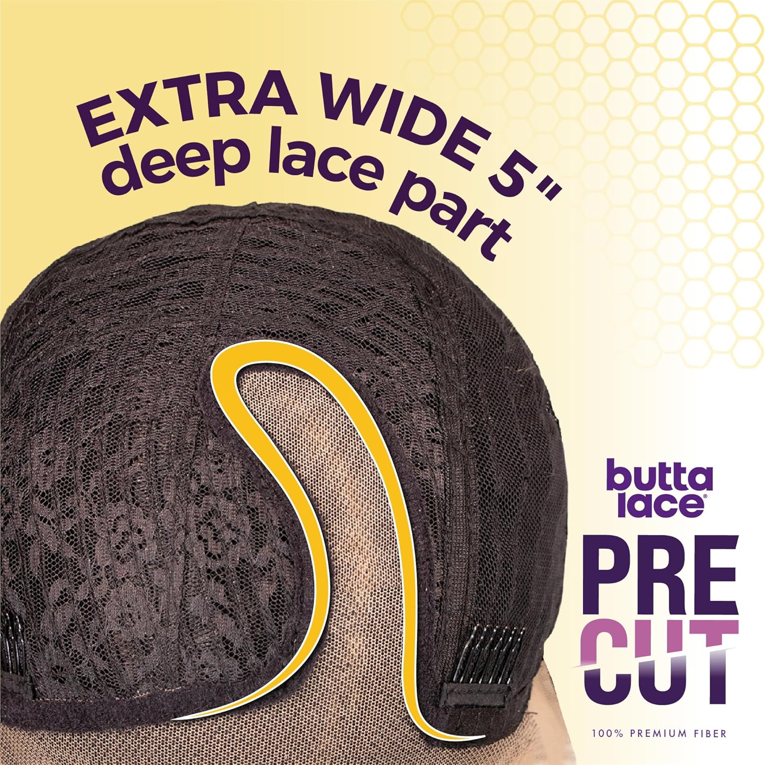 Sensationnel Butta Lace Precut Wigs - Unit 9 Glueless Extra Wide 5 Inch Deep Parting Synthetic Pre Tweezed Smaller Knot Hairline (1 JETBLACK)