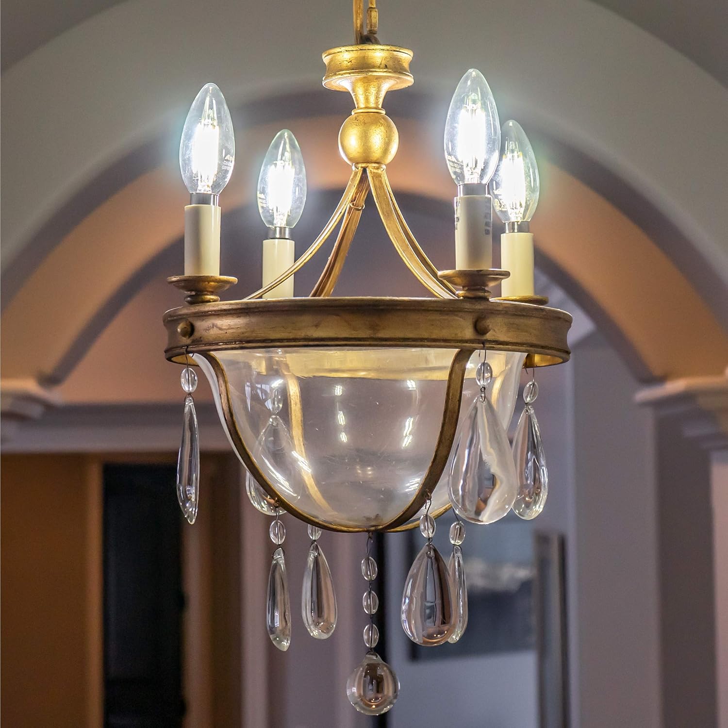 Dimmable E12 LED Candelabra Bulb Set - 4W, 40W Equivalent - 5000K Daylight White Vintage Style Candle Lightbulb for Chandelier, Ceiling Fan, Sconce, Desk Lamp or Porch Lights, Torpedo Top (Pack of 6)