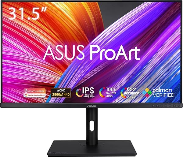 ASUS ProArt PA328QV profesjonalny monitor 31,5″, WQHD, 16:9 IPS, 2560 x 1440, ergonomiczny, Pivot, Calman, wysoka wierność kolorów, HDR 10, DisplayPort, HDMI, koncentrator USB