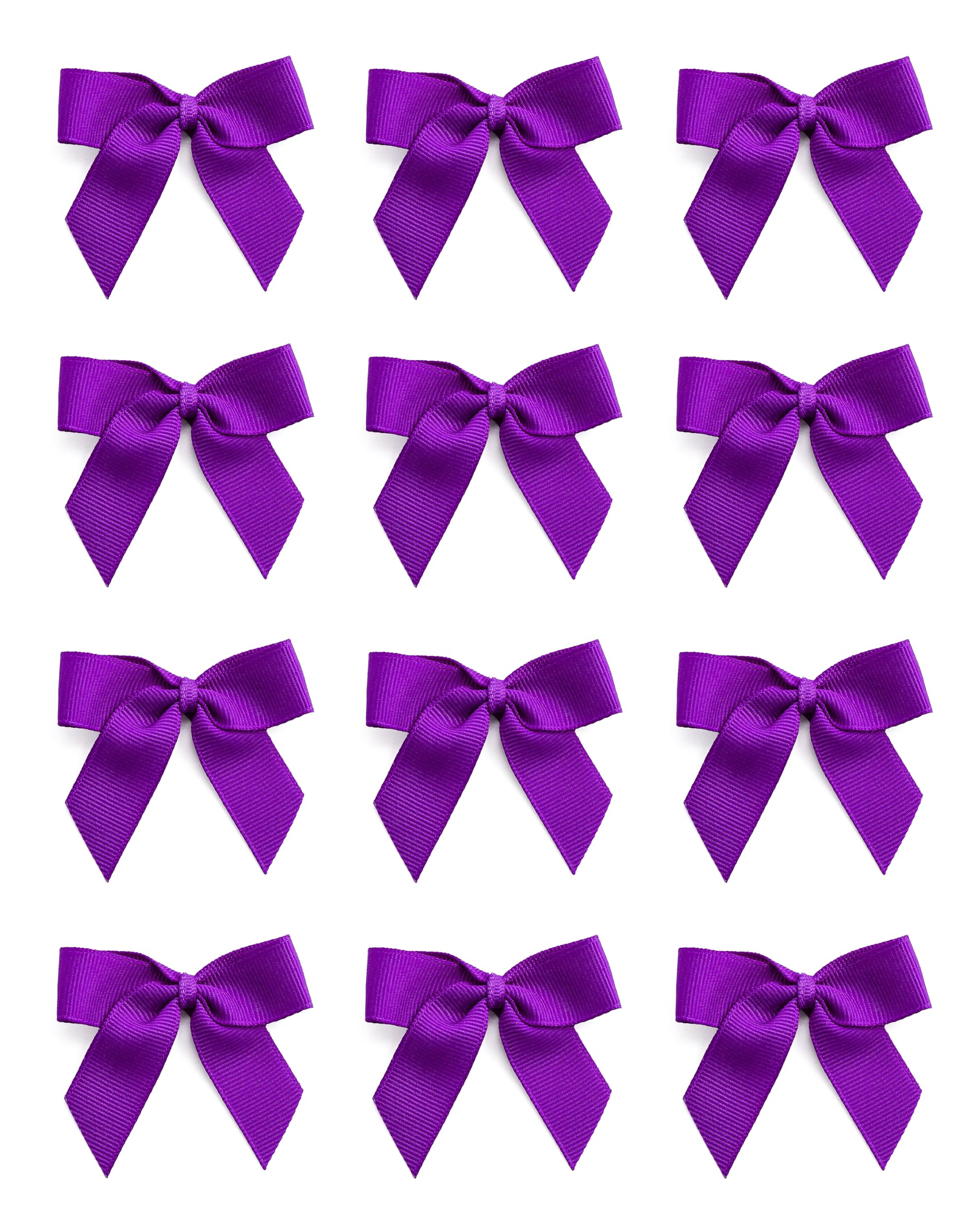 Italian Options Small Grosgrain Ribbon Bows, Self Adhesive Bows for Crafting, Gifts, Sewing, Hair Bow, Wedding Stationery, Floristry, Cakes, Crafts, Decorations, Purple, 24 Pack, 5cm