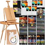 VISWIN Professional All-in-One Art Painting Kit with Aluminum & Beech Wood Easel, 96 Acrylic, Watercolor & Oil Paint Set, Canvas, Painting Set with Complete Art Supplies for Adults, Artists, Beginners