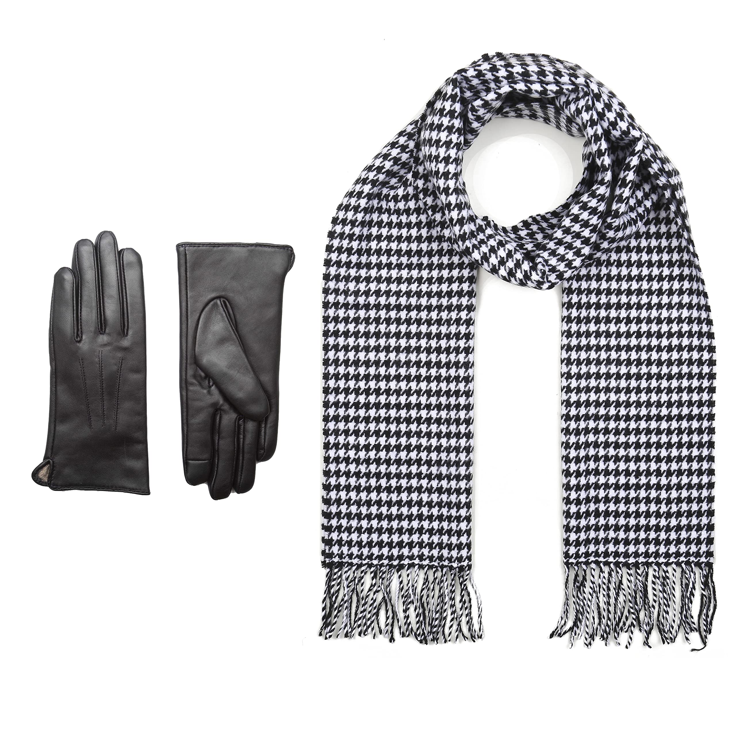 ZEN ELKWomen's Winter Scarf and Touch Screen Leather Gloves Gift Set