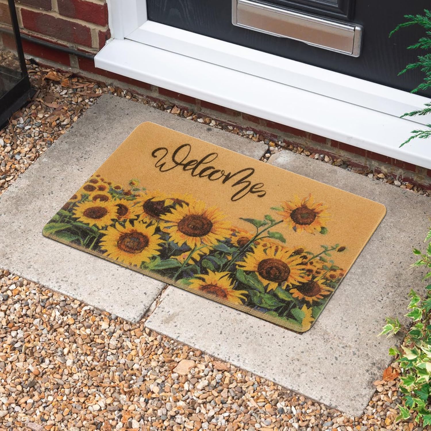 IZUS Floral Welcome-Doormats Front-Door - Spring Flower Home Decor Indoor-Mats Summer Non-Slip Seasonal Doormats 17x29inches