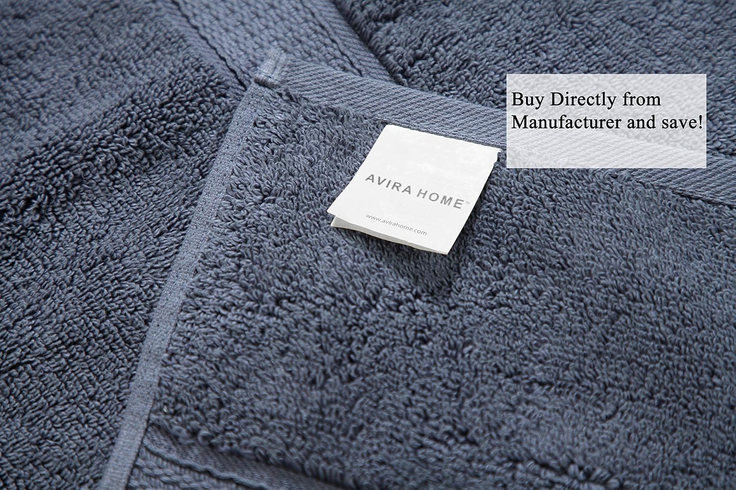 Zero Twist Cotton Premium 6 piece Towel Set- 2 Extra Large Bath Towels 2 Hand Towel 2 Washcloths Highly Absorbent Soft by Avira Home (Navy)